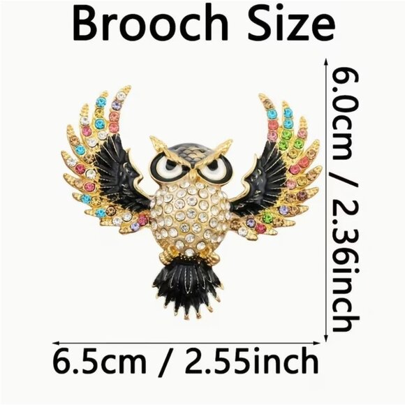 Betsey Johnson Purple Crystal Owl Brooch Gold Tone - Picture 2 of 2